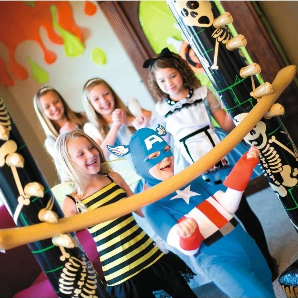 5 Ft. Inflatable Halloween Skeleton Vinyl Limbo Outdoor Game Set - 3 Pc.